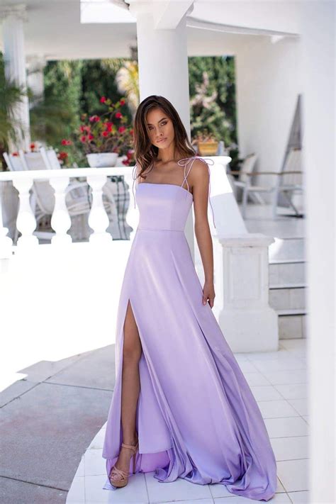 Step into a world of enchantment with a lilac shimmer long dress